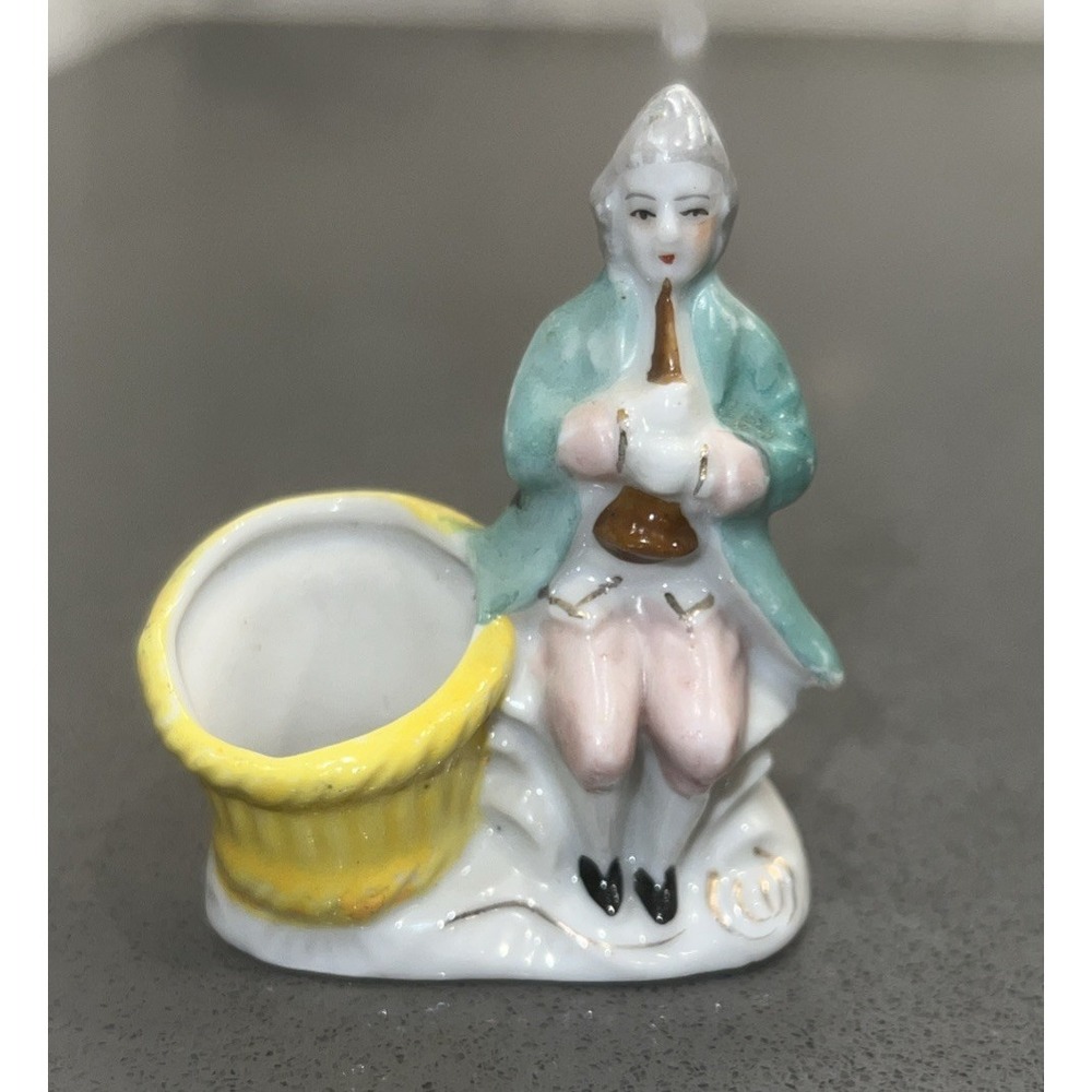 Vintage Made in Occupied Japan Man playing Flute Instrument Toothpick Holder